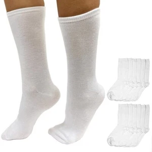 12 Pair Crew Socks White Knocker Basic Solid Unisex Casual Wear Work Size 9-11 - Picture 1 of 1