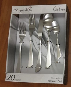 MEGA CHEF GIBBOUS 20 Pieces 18/10 Stainless Streel Flatware Set Matte Silver - Picture 1 of 3