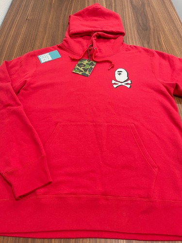 A BATHING APE (BAPE) FELPA CON CAPPUCCIO APE BAPE BAPE STORE APE HEAD CROSSBONES ROSSA NUOVA XL