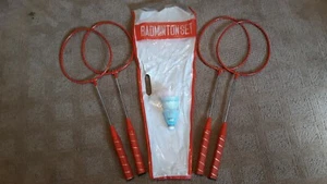 Vintage Badminton Racket Set – 4 Rackets & 4 Shuttlecocks Mid Century Modern - Picture 1 of 12