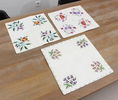 Embroidered Pillow Cover SET of 3 pcs 15.75"x15.75" Vintage Fast Shipment 08439 - Image 1 of 4
