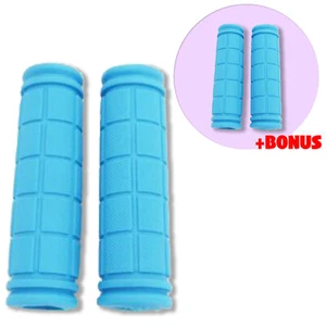 One Pair of Sky Blue Durable Rubber Bike/Scooter Handlebar Grips w/ Free Pair - Picture 1 of 2