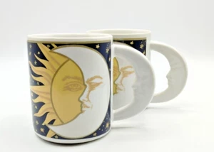 Set of 2 Vintage Vitromaster GALAXY Sun Moon Stars Moon Handle Tea Coffee Mugs - Picture 1 of 12