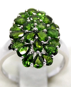 ELEGANT GREEN CHROME DIOPSIDE RING Cluster Pear Shape .925 S/S Size 10 NEW! - Picture 1 of 7