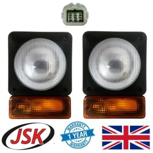 Round Headlight Pair for JCB 2CX 3C 3XC 4CX Loadall Digger Backhoe Loader ... - Picture 1 of 2