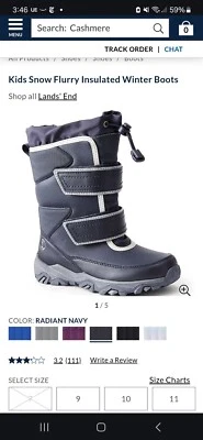 Lands End Invierno Niños AZUL Nieve Ráfaga Aislada Botas de Invierno Niños Talla 3 Nuevas Sin Caja Foto 1 de 4