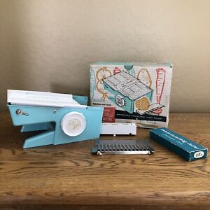 Vintage 1950s Teal Turquoise Blue Dial-O Matic Food Cutter by Popeil Bros USA   