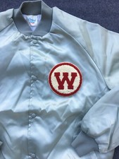 Washington State Cougars Satin Jacket Vtg 90s silver WSU bomber gray sz M