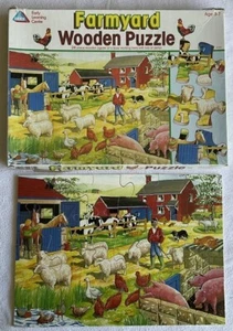 Retro “Farmyard” 24 Large Wooden Piece Jigsaw Puzzle, ELC Early Learning Centre - Picture 1 of 19
