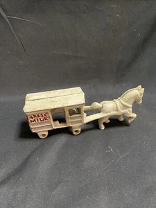 Vintage Cast Iron Fresh Milk Wagon With Horse - Picture 1 of 3