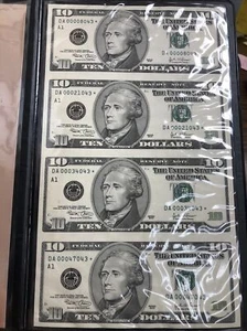 Raro billete de $10 2003*hoja de notas de 4 canales. Número de serie bajo UNC 8043 - Imagen 1 de 5