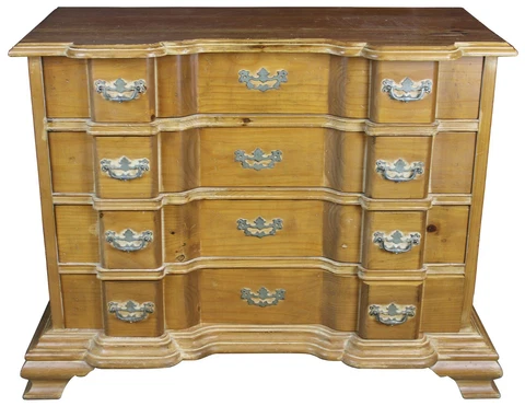 Chippendale Pine Goddard Block Front Bachelors Chest of Drawer Dresser Colonial Cover