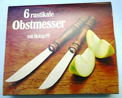 6 rustikale Obstmesser mit Holzgriff OVP (Edelstahl rostfrei) - Bild 1 von 3