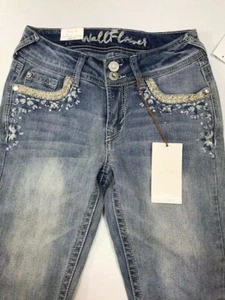 Pantalones de mezclilla Wallflower adornados deliciosos curvos, talla 0 - Imagen 1 de 7