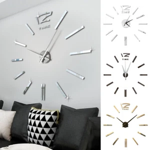 3D Wall Sticker Clock DIY Wall Clock Decor Sticker Mirror Frameless Adhesive DIY - Picture 1 of 15