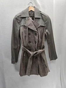 IMAN Echtleder Wildleder Trench Platinum Collection grau Jacke Gr-XS - Bild 1 von 9