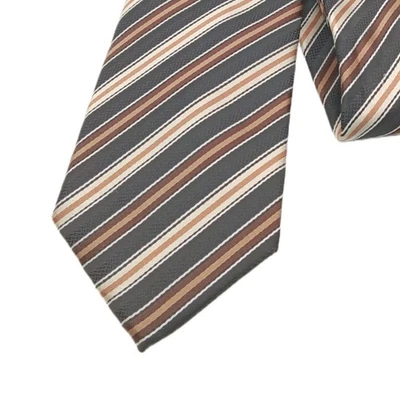 Alexander Julian Colores Corbata de Seda Para Hombre 60” Marrón Cinta Fina Rayas Clásica Nueva Foto 1 de 3