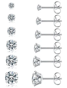 Juego de 6 pares de aretes, pendientes hipoalergénicos de circonita cúbica 316L manchados... - Imagen 1 de 9