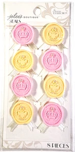 Parisian Deluxe Seals Cabochons Ribbon Crown Jolee's Stickers 2015 8pc - Picture 1 of 2