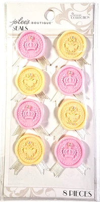 Parisian Deluxe Seals Cabochons Ribbon Crown Jolee's Stickers 2015 8pc - Image 1 of 2