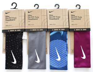 Nike Dri-Fit Fury Headbands 4 Pack Youth Black Smoke Grey Photo Blue - Picture 1 of 3