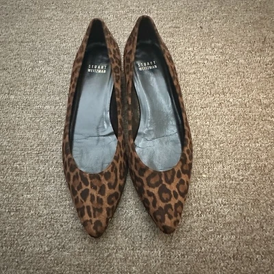 $228 Stuart Weitzman Women's Suede Leopard Print Pointy toe Flats, 7.5M, Spain. - Image 1 of 4