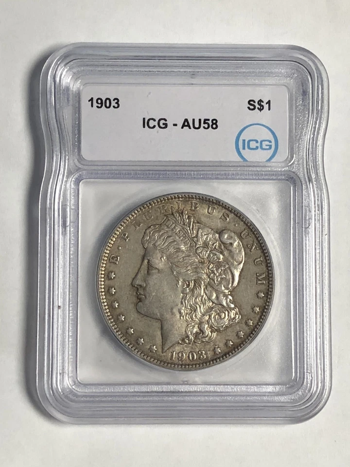 1903 MORGAN "ICG AU58" - LUSTER, METALLIC TONE, HIGH POINTS, FEATHERS, WINGS 💥✅ - Image 1 of 4