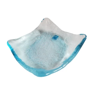Aqua Blue Recycled Bubble Art Glass Trinket Dish Amici Italy 5X5" - Bild 1 von 6