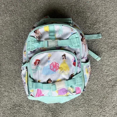 Pottery Barn Kids Mackenzie Disney Princess Backpack Aqua Teal Monogram EMG - Image 1 of 4