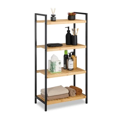 Regal bambus Bambusregal Allzweckregal Küchenregal Badregal 4 Ablagen Standregal - Bild 1 von 4