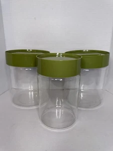 3er Set Vintage Pyrex Glas Kanister See N' Store Avocado grüner Deckel 7,25" hoch - Bild 1 von 7