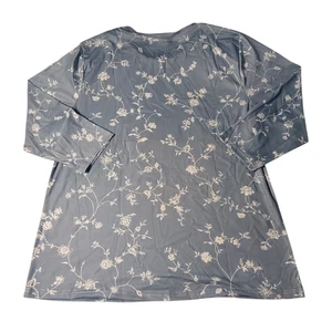 Women's Size XL 3/4 Length Stretch Floral Comfort Purple Shirt FREE S&H - Picture 1 of 2