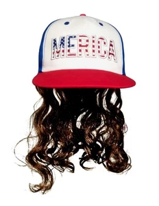 USA Mullet Hat Brown Wig Merica 4th of July All American Costume One Size Fit... - Picture 1 of 3