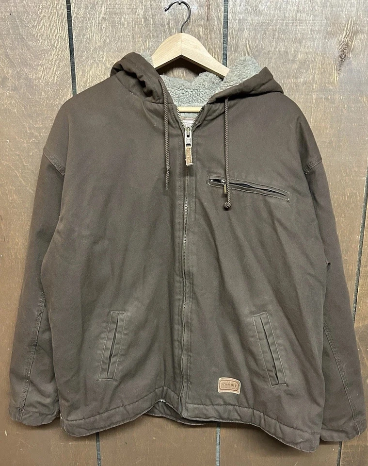 Schmidt Workwear Jacket Mens Medium Brown Sherpa Lined Hooded Full Zip Outdoor - Image 1 of 4