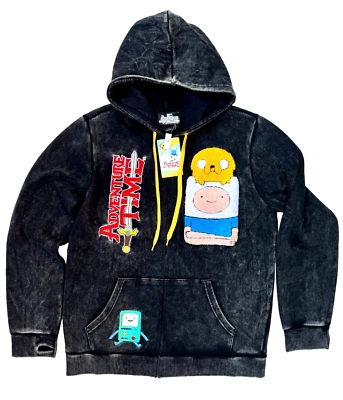 Adventure Time Jake & Finn Mineral Wash Sudadera con Capucha Talla Grande Nueva Con Etiquetas Foto 1 de 4