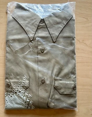 Camisa de Trabajo Big Mac Sarga Resistente LG Prensa Permanente Caqui JCPenney Paquete Original c Foto 1 de 4