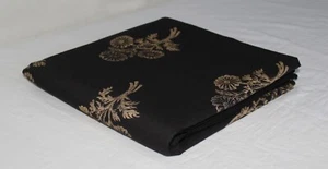 2.5 YD Indian Cotton Voile Fabric Hand Block Black Gold Print Clothing Material - Picture 1 of 10