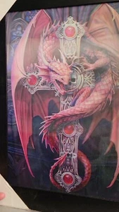 Dragon with Cross Changing Medieval Style Lenticular Picture Wood Frame 15x19 - Picture 1 of 5