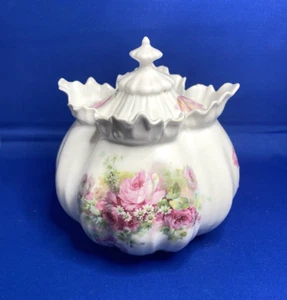 Antique RS Prussia Germany Roses Deco Victorian Porcelain Biscuit Cracker Jar - Picture 1 of 17