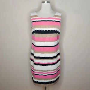 Anne Klein Dress Size 10 Women's Striped Crochet Trim Sleeveless Colorful - Picture 1 of 10