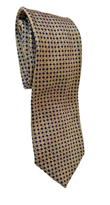 Krawatte Nieman Marcus 100% Seide Made Italy, Rapportmuster gold/blau, konservativ - Bild 1 von 11