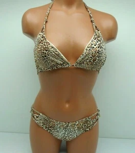 Sauvage Leopard Print String Knotted Side Bikini Small Multicolor 61L - Picture 1 of 3