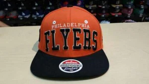 NHL Philadelphia Flyers Team Name and Logo 2 Tone Orange Retro Snapback Cap Hat - Picture 1 of 5