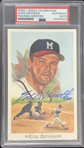 Eddie Mathews Signed Perez Steele Celebration Postcard Braves Autograph PSA/DNA - Picture 1 of 2