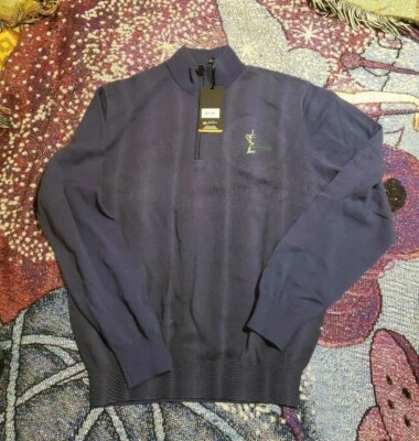 NUEVO CON ETIQUETAS Jack Nicklaus Cuarto 1/4 Cremallera Jersey Azul Marino 100% Algodón Hombre Talla M Foto 1 de 4