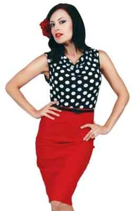 PENCIL Dress size 12 - Polka Dot 50s 60s Pencil Vintage Retro style 2 Tone USA - Picture 1 of 5