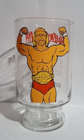 Hulk Hogan 1985 WWF HULKAMANIA Drinking Glass Wrestling Cover