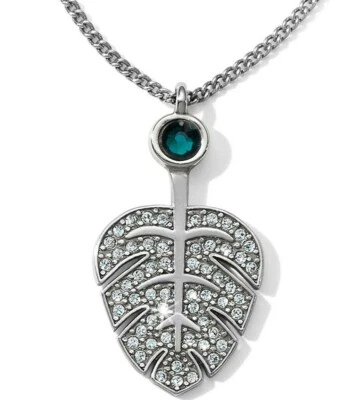 NWT Brighton AFRICA STORIES SAFARI PALM Green Crystal Leaf Necklace MSRP $64 - Image 1 of 4