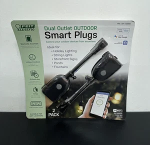 Paquete de 2 paquetes de control eléctrico doble para exteriores Feit habilitado para Wifi desde cualquier lugar - Imagen 1 de 4