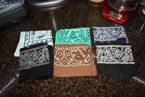 Lot of 6 Vintage Bandana Handkerchief Paisley Cotton Colorful Scarf - UNISEX